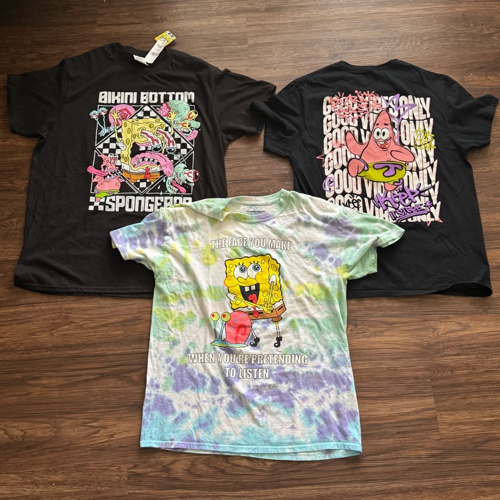SpongeBob Graphic Tee Bundle – Size L & XL – Nickelodeon x Patrick x‎ Gary